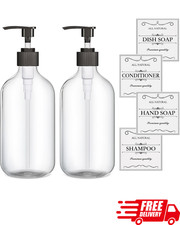 2PCS Clear Soap Dispenser Set 16oz Plastic Pump Bottles for Kitchen  Bathroom