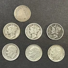 90% Silver Dime 7 Pc Lot / Roosevelt, Mercury & Liberty Seated