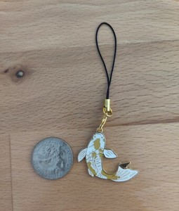 BN Koi enamel charm phone strap lariat ornament - yellow