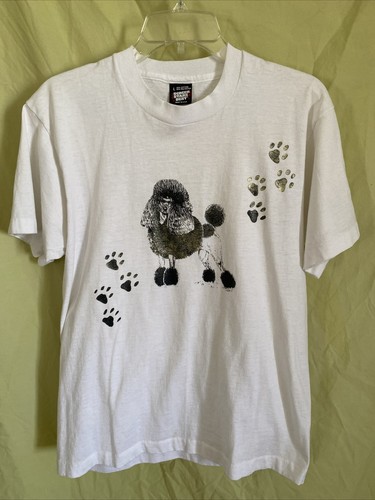 Vintage Single Stitch Dog And Paws weißes T-Shirt Größe Large hergestellt in den USA - Bild 1 von 15