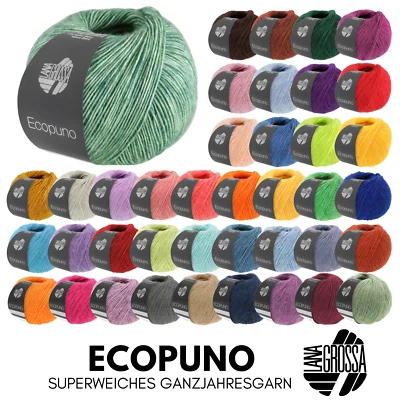 Lana Grossa ECOPUNO 50 g superweiches Ganzjahresgarn Wolle Stricken & Häkeln