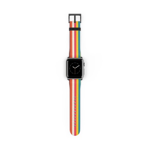 Bracelet de montre à rayures motifs pop pour Apple Watch noir argent or rose - Photo 3 sur 7