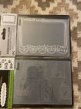 Darice embossing folders, 2 Pack. Meow Cats and birdcages Background.