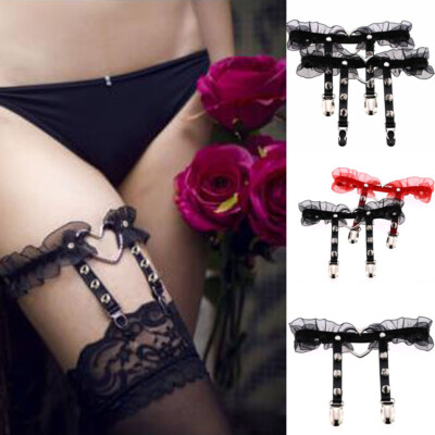 Adjustable Lace Heart-Shaped Thigh Garter Anti-Slip Clasps, Elastic Leg  Garter | eBay