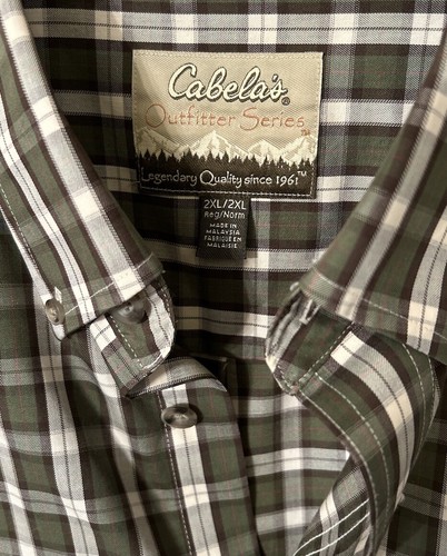 Cabelas Outfitter Series Shirt 2XL Long Sleeve Button Down Men’s Green Plaid XXL - Picture 5 of 6