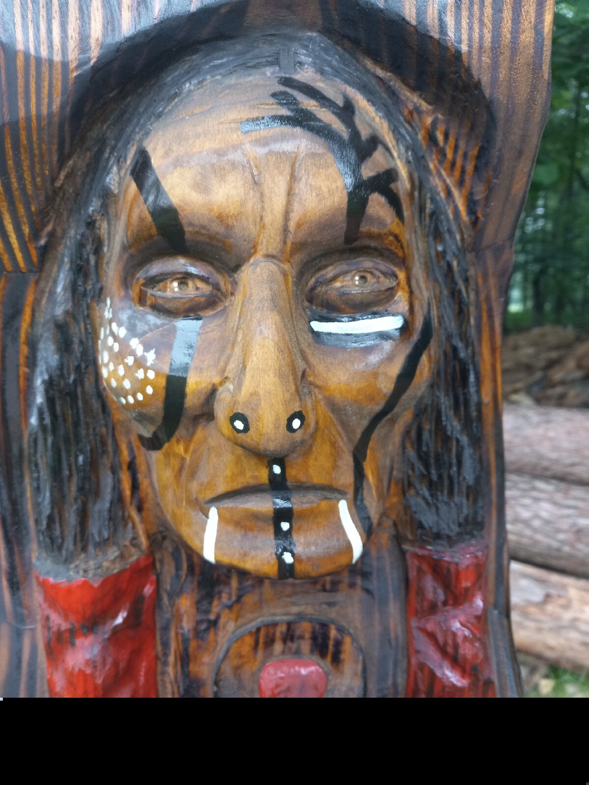 Chainsaw Carved Native American Indian Wood Carving Art Sculpture Home