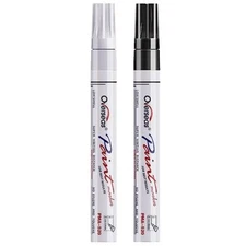 Permanent Paint Pens Paint Markers - 2 Pack White and Black Oil White & Black