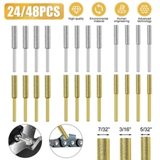24/48PCS Diamond Chainsaw Sharpener Burr Grinding Stone File Power Rotary Tool