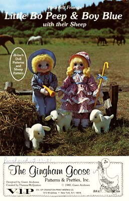The Gingham Goose GGP026 Little Bo Peep & Boy Blue Dolls w Sheep UNCUT Pattern