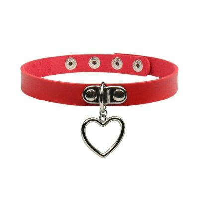 Collana Choker Cuore E Catena Collana Girocollo Choker Gotico Punk In Pelle PU - Con Pendente Cuore E Catena, Regolabile, Per Uomo E Donna Choker Pelle PU