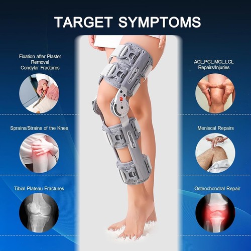 Hinged ROM Knee Brace Ortho Stabilizer Post Surgery ACL MCL PCL Support Adjustab - Picture 9 of 13