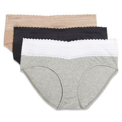 Warner's Nein Kniff 3 Packung Baumwolle Hipster Spitze Höschen