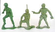 Tim Mee Processed Plastic Jumbo Army Men Big 1:12  Green Soldier Figure Set of 3