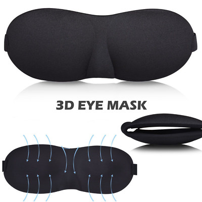 3D Schwarze Augenmaske Konturiert zum Schlafen Luxus Augenbinde Schlafmaske Schwarz