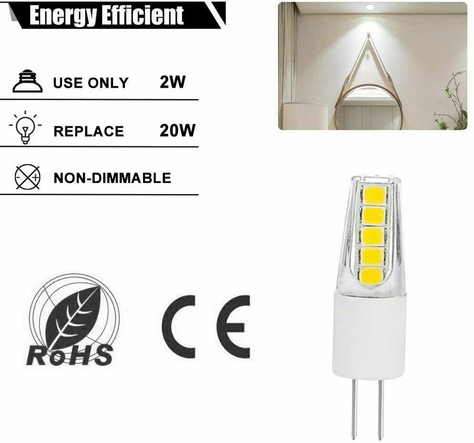 5pack G4 2WLED Light Bulbs 3000K /6000K Lighting Non-Dimmable Landscape LED Bulb - Image 4 of 4