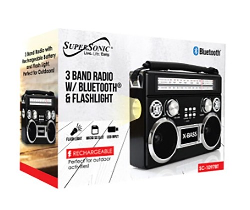 Supersonic Black Portable Retro AM/FM/SW 3-Band Radio With Bluetooth ...