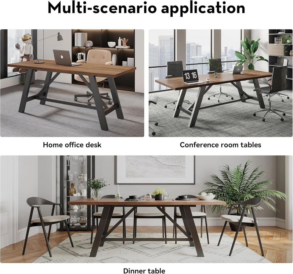 70.8" Large Rectangular Dining Table for 6 People Wood Breakfast Kitchen Table - Image 4 of 4