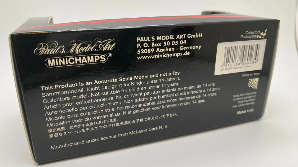 Nuevo Stock Antiguo "Vintage" McLaren F1, Modelo Diecast Escala 1:43, Plateado 530133439 Foto 2 de 4