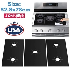 3Pcs Kitchen Gas Range Stove Top Burner Cover Protector Reusable Non-Stick Liner