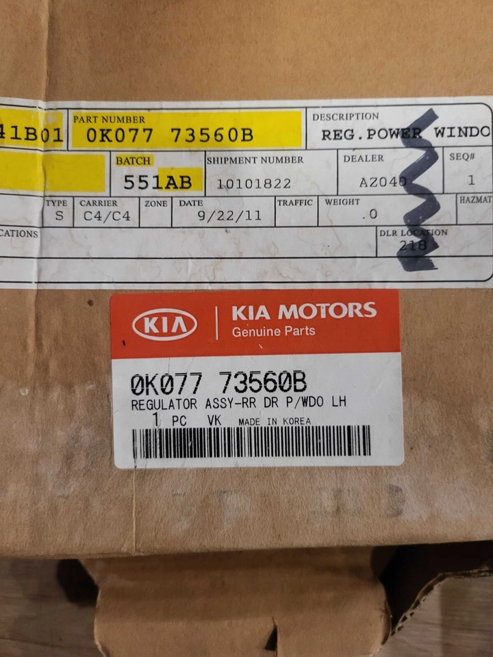 ⭐正品⭐窗户调节器后 LH 0K07773560B 适用于起亚 Sportage 2001 - 2002 — 第 2/4 张图片