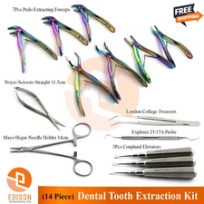 14Pcs Surgical Pediatric Children Extraction Forceps Kit Dental Oral Surgery Ins