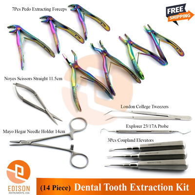 14Pcs Surgical Pediatric Children Extraction Forceps Kit Dental Oral Surgery Ins