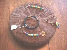 Antique Chinese Sewing Basket Glass Beads No. 12