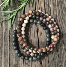 Natural Stone Beaded Bracelet Set, 4 Pieces, Small Beads