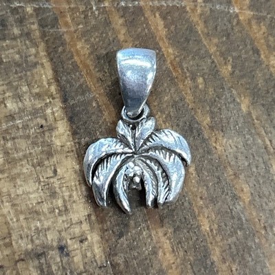 Worn Mark Sterling Silver Coconut Tree Palm Tree Pendant 2.36 Grams