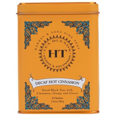 Harney and Sons Decaf Hot Cinnamon , Decaf Flavored Black 20 Sachets  - 1.4oz