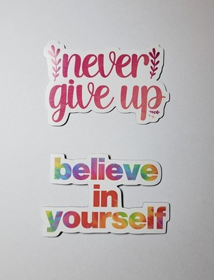 Kühlschrankmagnete, never give up, believe in yourself, 2 Stück Set, 9.5x6.3 cm