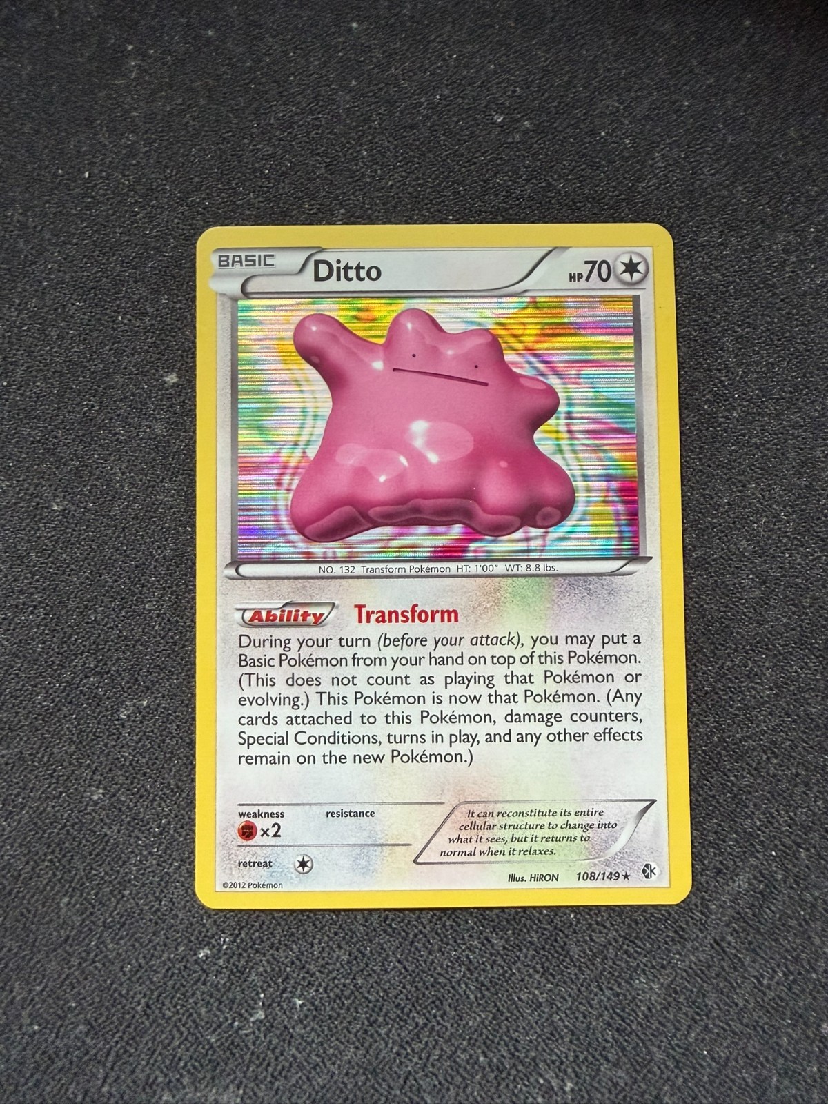 Ditto 108/149 Holo Rare Boundaries Crossed Pokemon Card - VLP