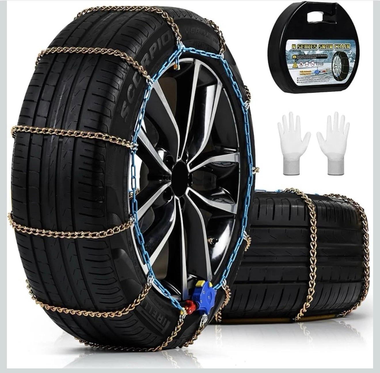 Artizles Snow Chains Auto Tightening for Cars, SUVs & Pickup Trucks ALN170