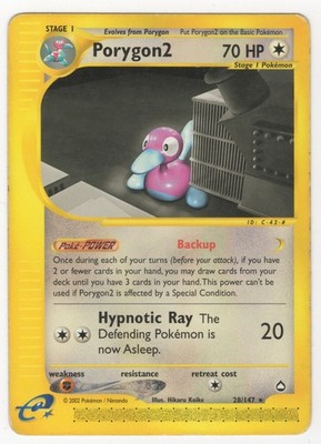 Porygon2 28/147 Rare MP/MHP Pokemon Karte HQ Scan