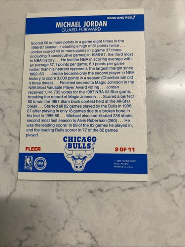 1987 Fleer Michael Jordan Sticker - Picture 6 of 10