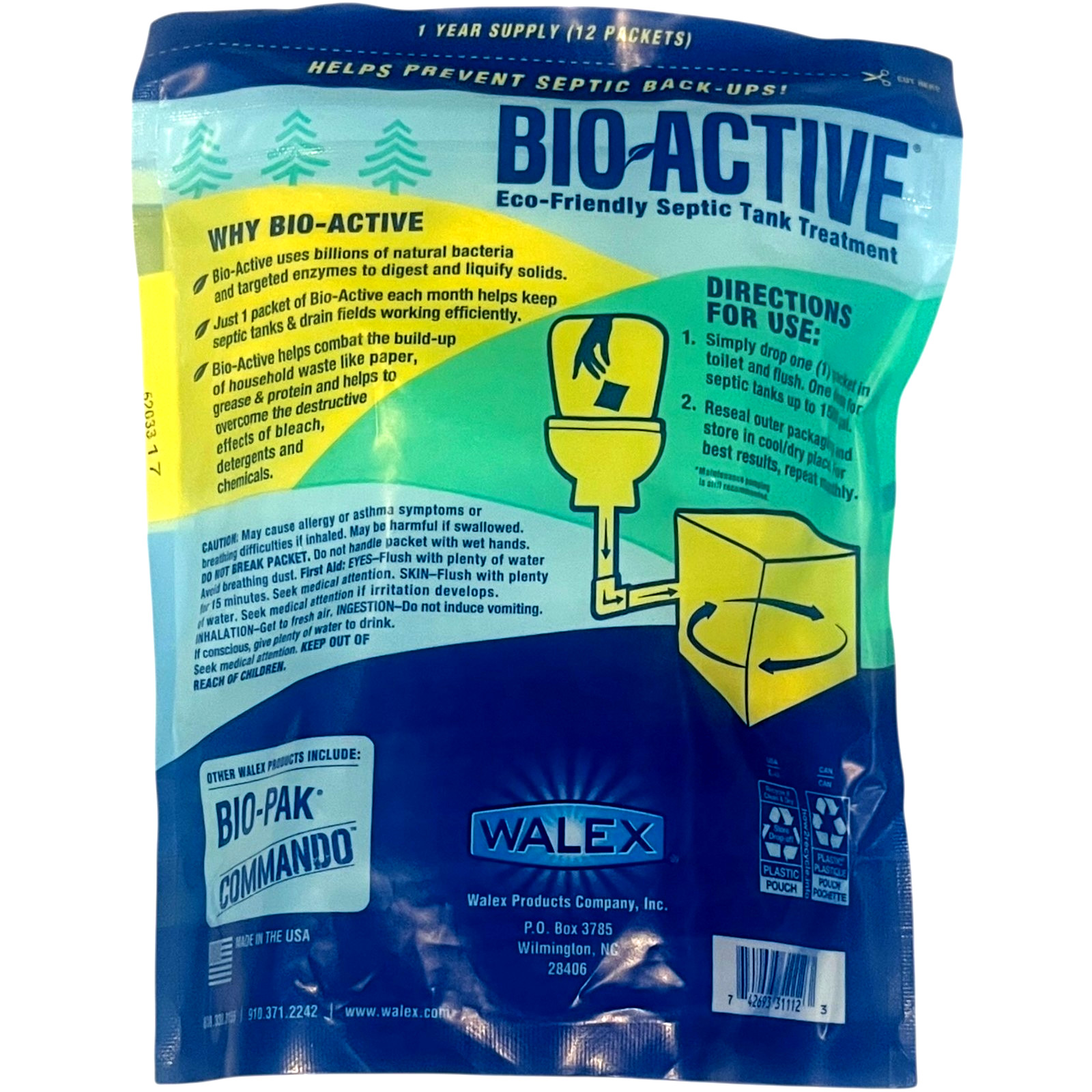Premium Bio-Active Septic Tank Treatment with a One-Year Supply of Helpful Bacte