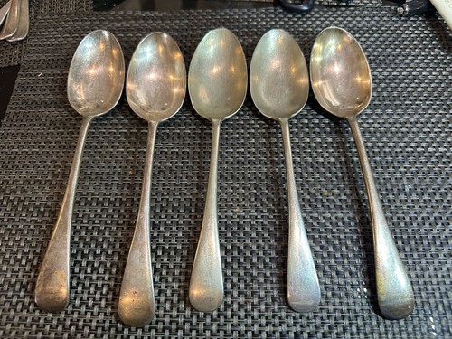 Vintage Large Silver Hallmarked Spoons x 5