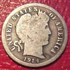 1914-S BARBER DIME I-16 SILVER FREE SHIPPING