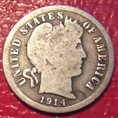 1914-S BARBER DIME I-16 SILVER FREE SHIPPING