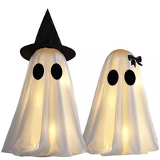 2 Ft. Light up Halloween Ghost Decorations, Set of 2 DIY Spooky Ghosts Crafts, S