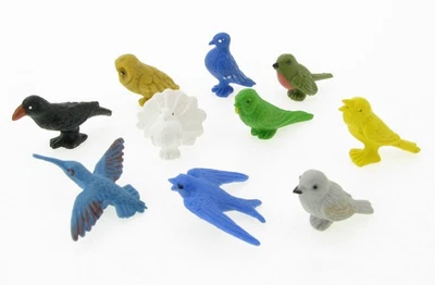 SCHLEICH Minis Vögel 10021-30 Spatz Rotkehlchen Rabe Eule Schwalbe Taube Kolibri - Bild 1 von 4
