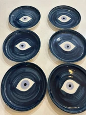 6 Robert Gordon Hand Painted Evil Eye-Mati🧿Pottery Plate Made in Australia