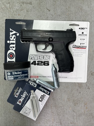 Daisy Powerline 426 CO2 .177 Cal BB Air Pistol Black Semi Auto 2-Cartridges & BB