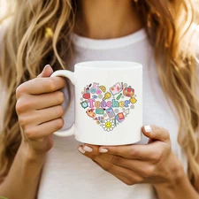 Teacher Design In Heart Sharp  | Coffee Cup Double sided print - 15OZ