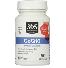 365 Whole Foods Market CoQ10 100mg  Vitamin E 60 count