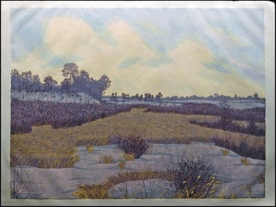 Gordon Mortensen ''Winter Sunset'' Hand Signed Woodcut Art Print MAKE AN OFFER