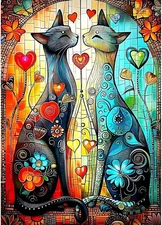 Cartoon Cat Diamond Painting Kits for Beginners Adults,5D DIY Lovers Diamond Art