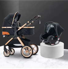 Harmony® Luxury Kinderwagen 3in1 Komplettset mit Autositz Baby Stroller Federung