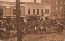 Photo PC Midland Michigan Street Scene "A Busy Corner" c. 1910