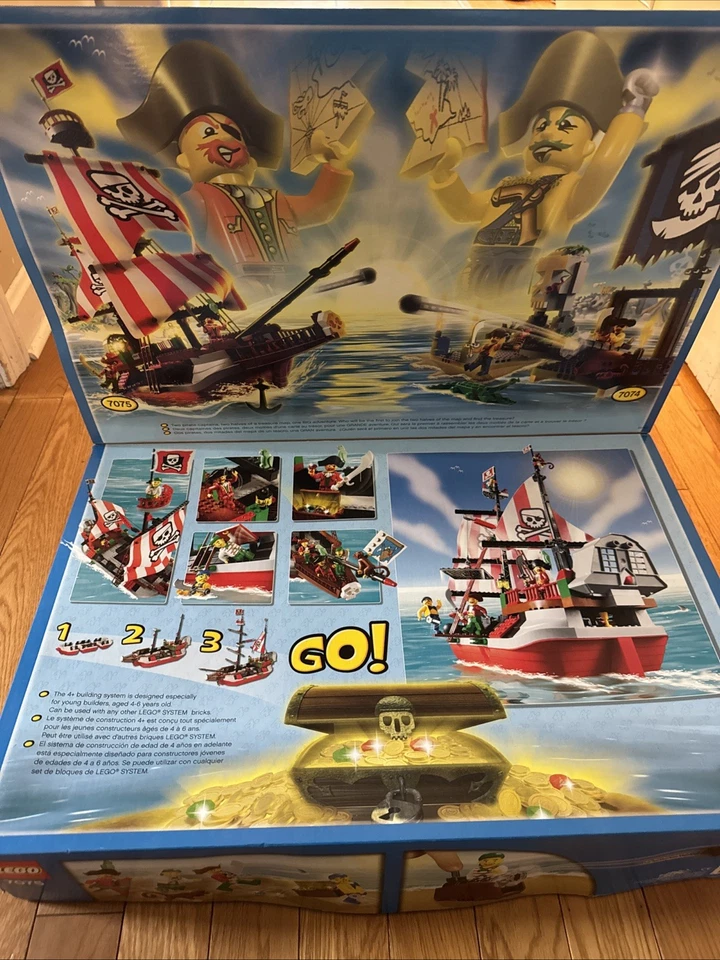 Raro LEGO Barbo Pirata Barba Roja (7075) Caja abierta - ¡TODAS LAS BOLSAS SELLADAS! Foto 2 de 3